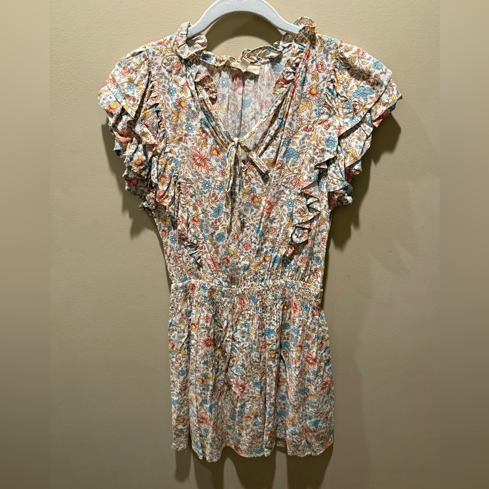 Entro Floral Short Sleeve Mini Dress Women’s Small